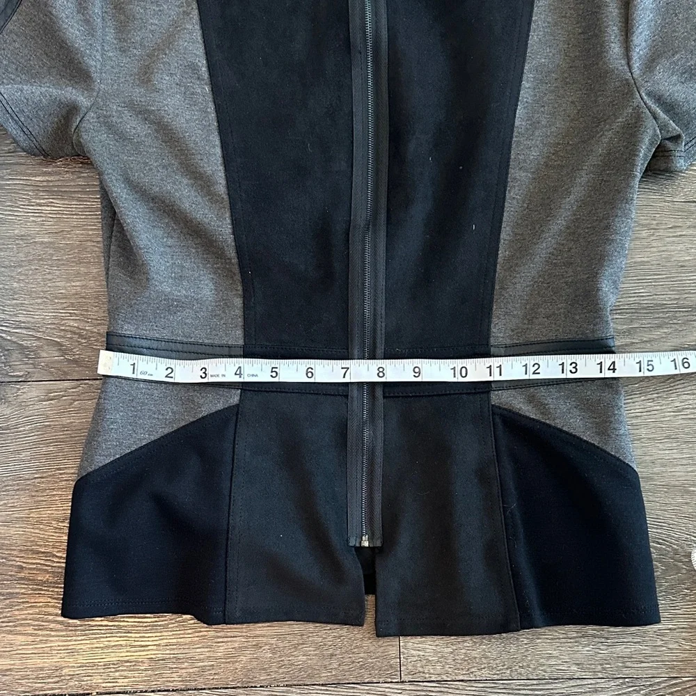 BCBGMaxAzria Charcoal and Black Paneled Blouse